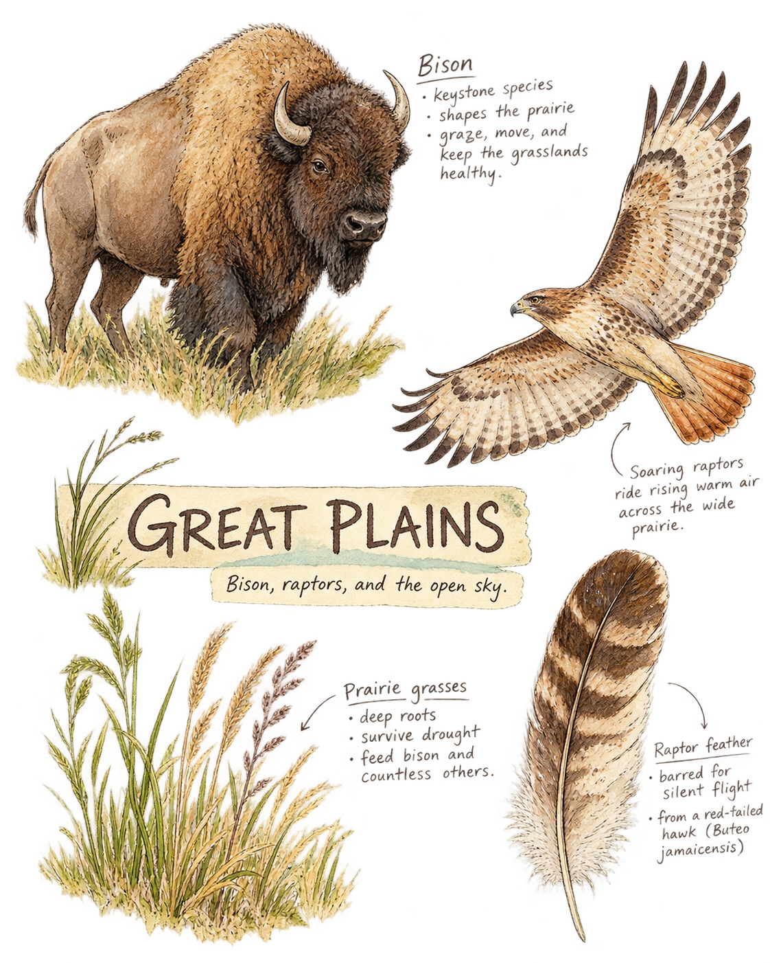 Great Plains field note illustration
