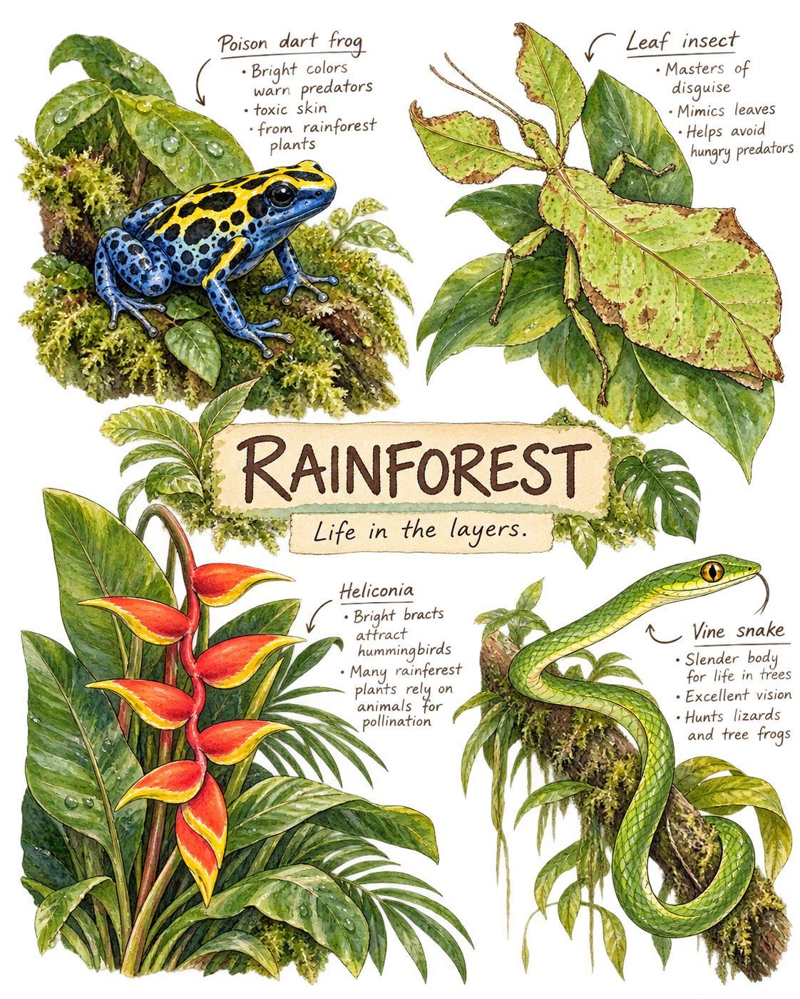 Rainforest field note illustration