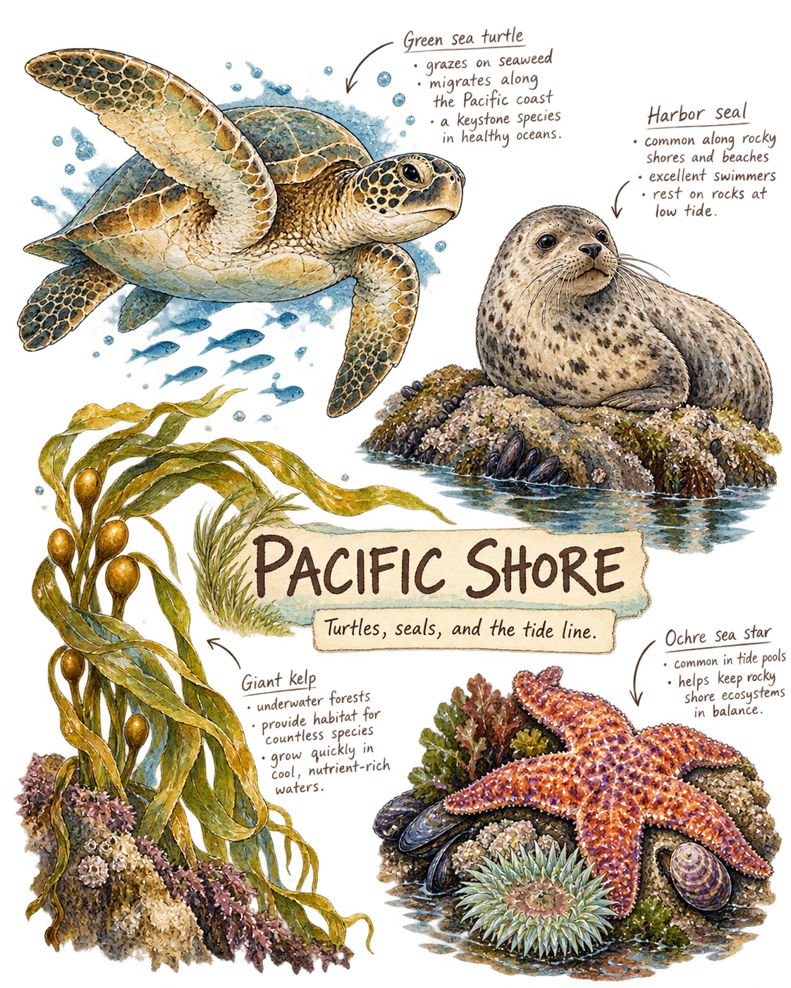 Pacific Shore field note illustration